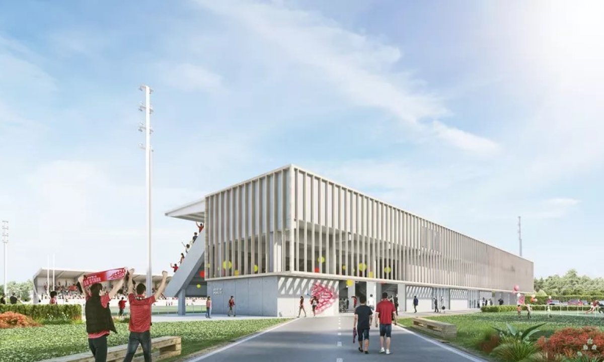 Tribune du stade Maurice Boyau à Dax (40)